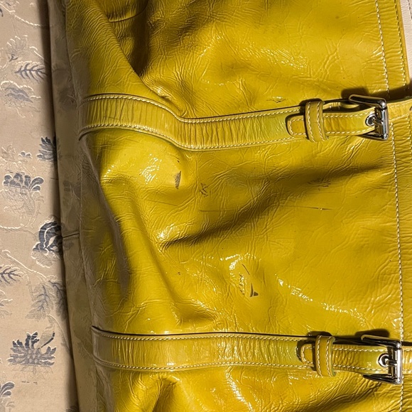 Chic Yellow green Leather coach gallery Tote Bag - Picture 4 of 6